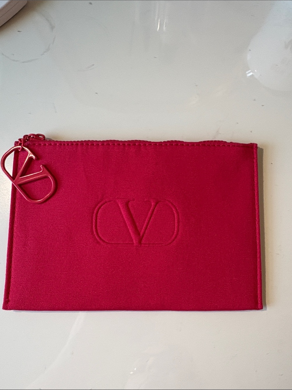 Valentino Red Logo Zip Pouch